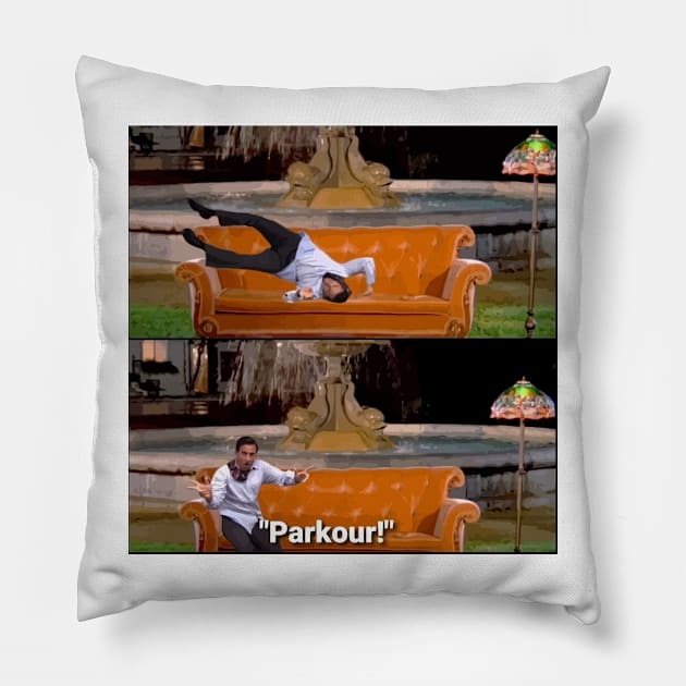 Parkour on the Friends couch Pillow by GloriousWax