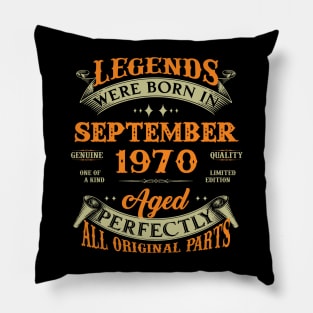 53rd Birthday Gift Legends Born In September 1970 53 Years Old Pillow