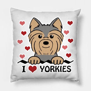 I Love Yorkies Pillow