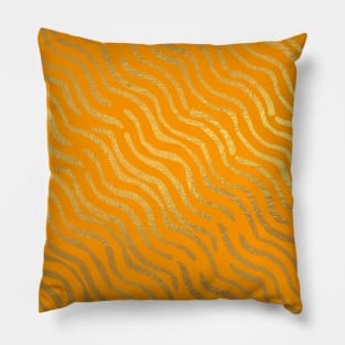 Orange Gold colored abstract lines pattern Pillow