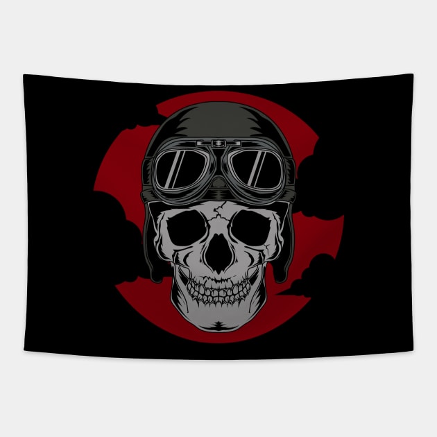 Riders Skull Tapestry by spacemedia