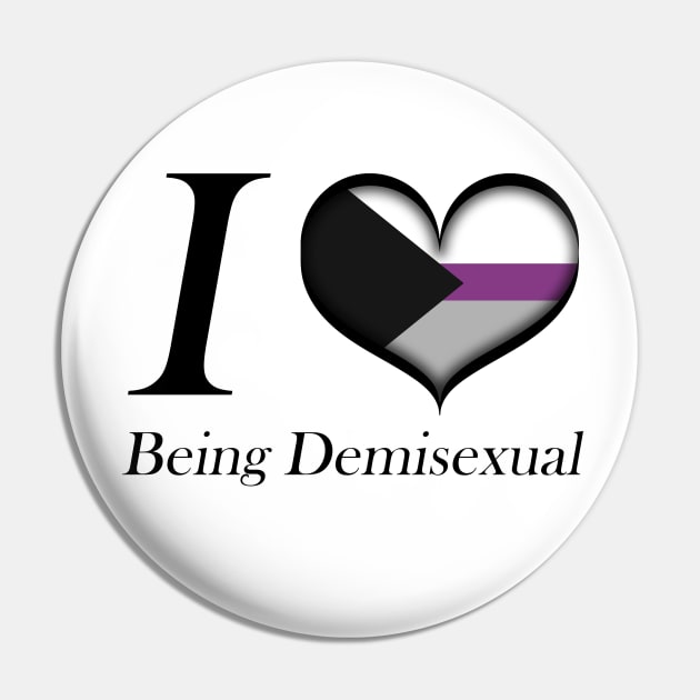 I Heart Being Demisexual Design Pride Flag Colored Heart Pin by LiveLoudGraphics