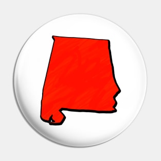Bright Red Alabama Outline Pin