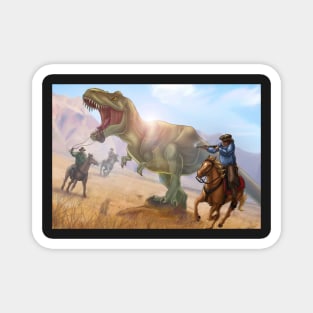 T-Rex and Cowboys Magnet