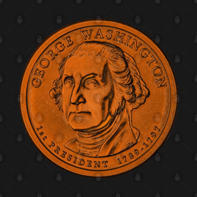 USA George Washington Coin in Orange by The Black Panther