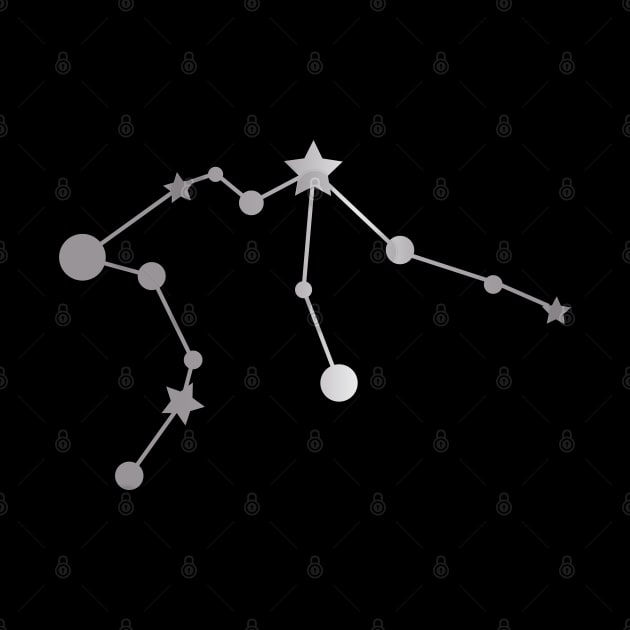 Aquarius Zodiac Constellation in Silver - Black by Kelly Gigi