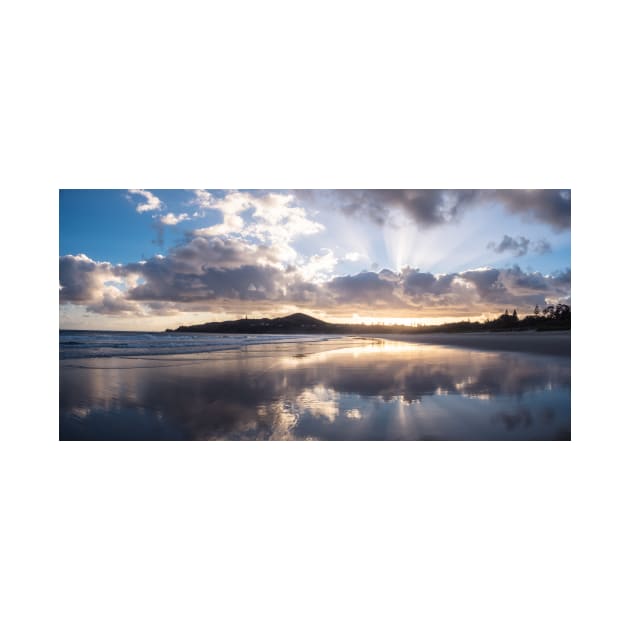 Sunrise Reflections on Byron Bay Beach by LukeDavidPhoto