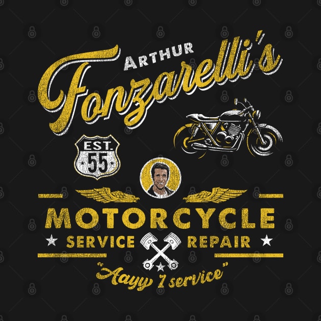 Fonzy Motorcycle Repair & Service Worn Out by Alema Art