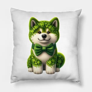 Clover Akita Dog St Patricks Day Pillow