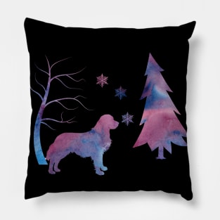 Golden Retriever Winter Art Pillow