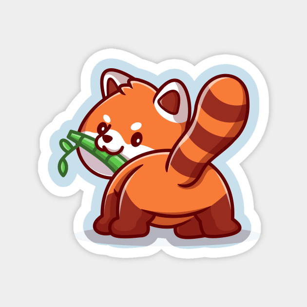 Cute Red Panda Eating Bamboo Cartoon Magnet by Catalyst Labs