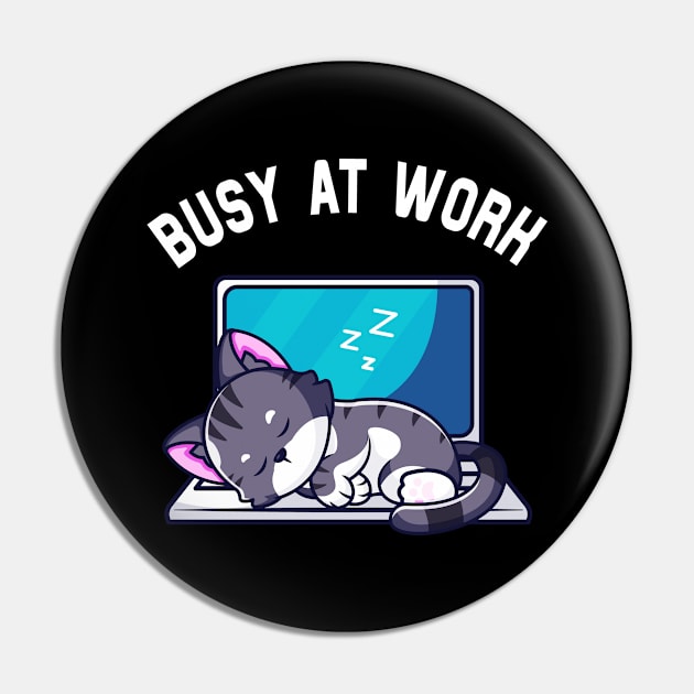 Work Home Office Cat Cute Cat Sleeping On Laptop Pin by Foxxy Merch