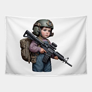 The Little Girl and a Gun Tapestry