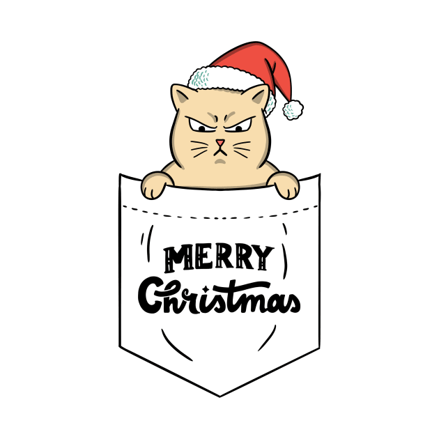 Cat merry christmas pocket by coffeeman