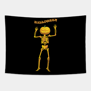 Halloween pumpkin skeleton Tapestry