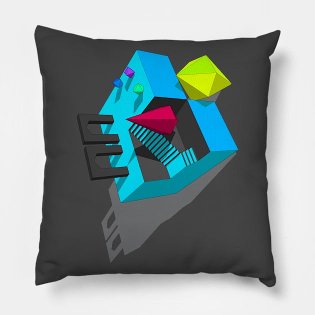 Geometrical Choice Cyan Cube Pillow by Zeroeroroo