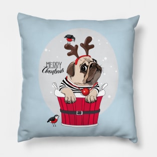 Pug Christmas Pillow