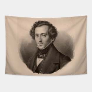 Felix Mendelssohn | Portrait of Felix Mendelssohn and manuscript with original signature Tapestry