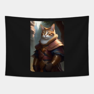 Cat in Armor - Modern Digital Art Tapestry