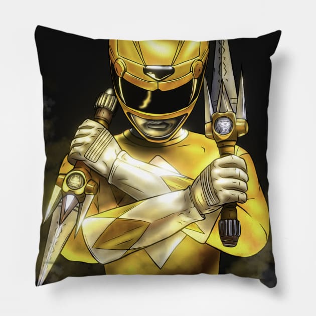 Yellow Ranger Pillow by ArtByVincentVera