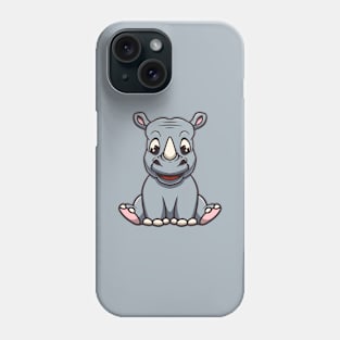 Cute baby rhino smiling cartoon illustration Phone Case