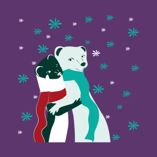 Winter Weasel Hugs Very Peri T-Shirt