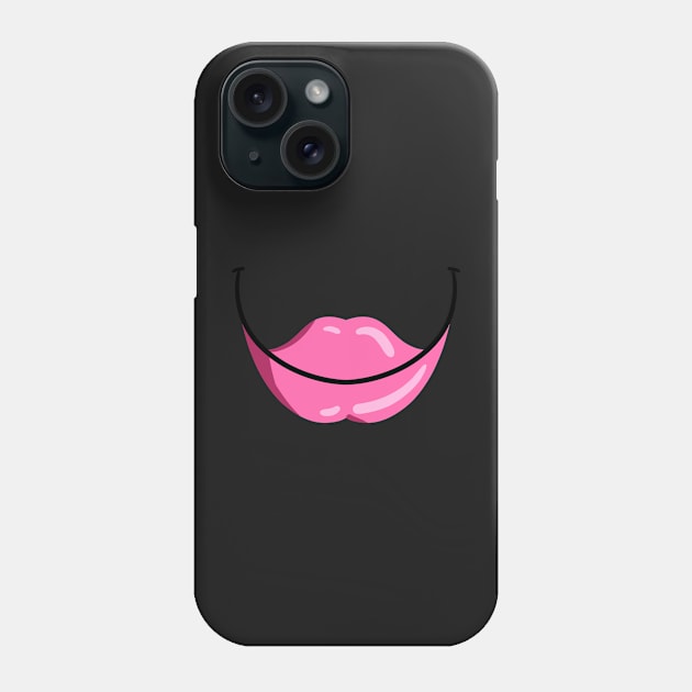 Big Pink Lips Smile - Face Mask Phone Case by PorinArt