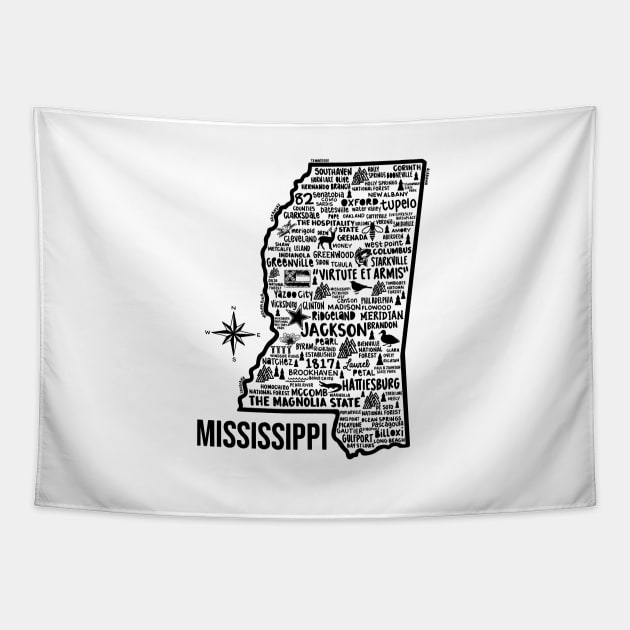 Mississippi Map Tapestry by fiberandgloss