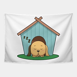 Dog in Dog house Tapestry