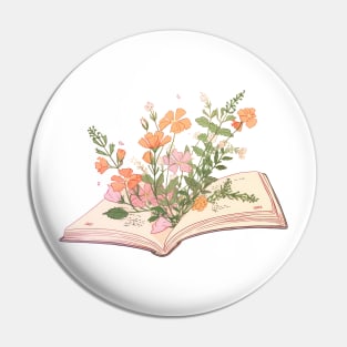 Orange pastel Wildflowers growing from an open book Pin