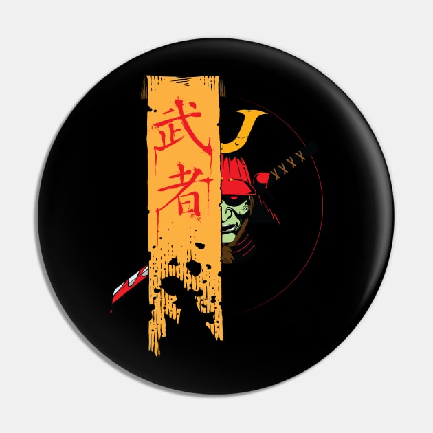 Samurai warrior Pin by IndiesignTees