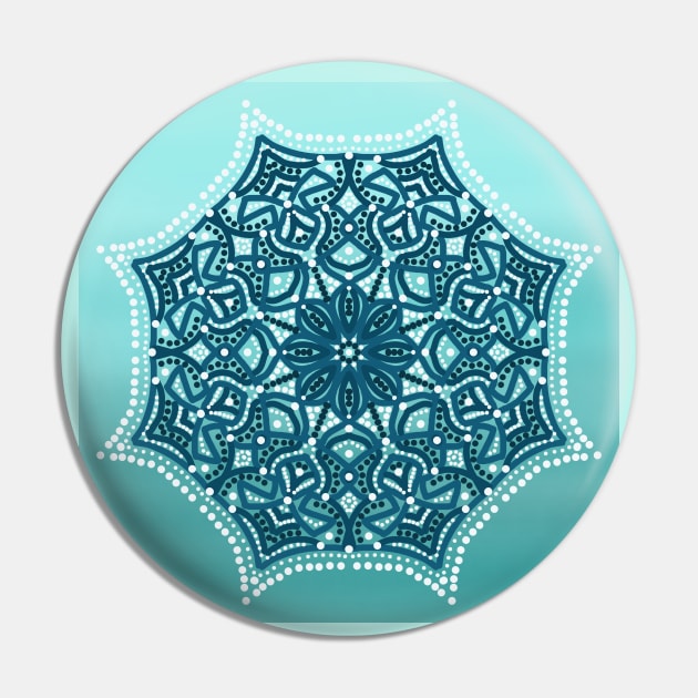 Aqua Blue Gradient Mandala Design Pin by TANSHAMAYA