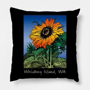 Whidbey Island Washington Sunflower Garden Art Pillow