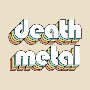 Death Metal - Retro Rainbow Typography Faded Style T-Shirt