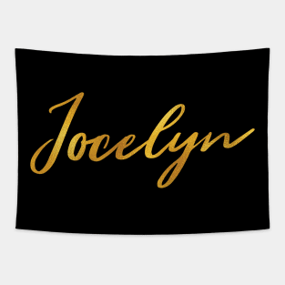 Jocelyn Name Hand Lettering in Faux Gold Letters Tapestry