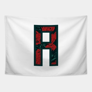 Modern Rose Floral Initial Name Alphabet - Letter A Tapestry
