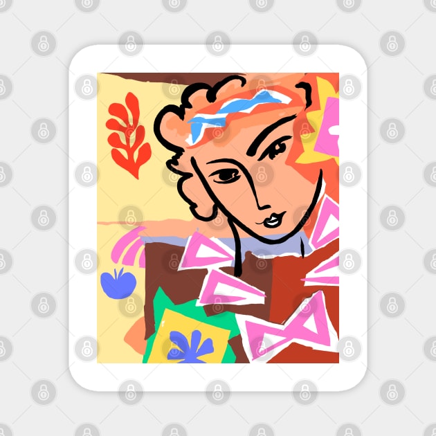 Colorful Abstract Face Illustration with Bold Shapes Magnet by denizko