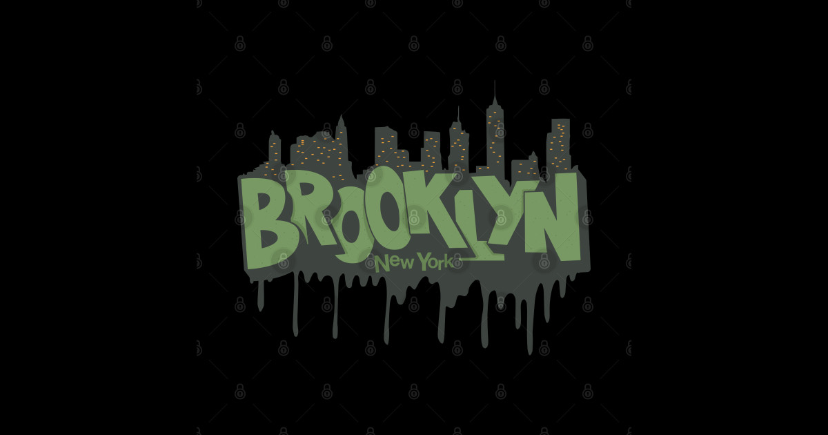 New York Brooklyn - Brooklyn Schriftzug - Brooklyn Logo mit skyline ...