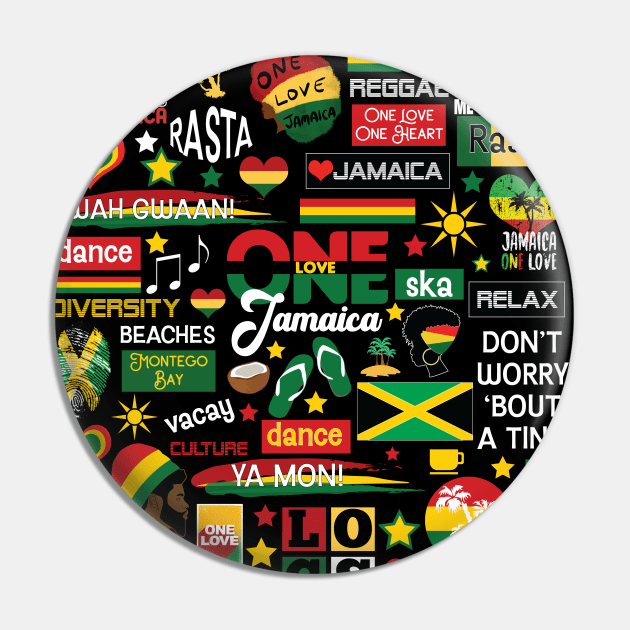 Jamaica One Love Culture Pattern Pin by blackartmattersshop