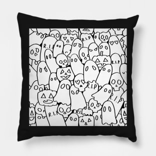 Halloween Party Black and White Pillow