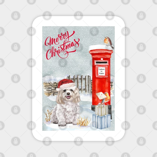 Maltese Dog Merry Christmas Santa Dog Magnet by Puppy Eyes