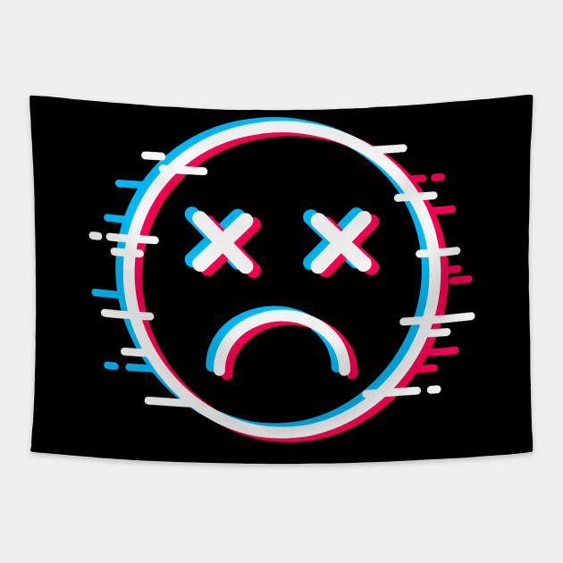 Glitch Face Dead Sad Tapestry by machmigo