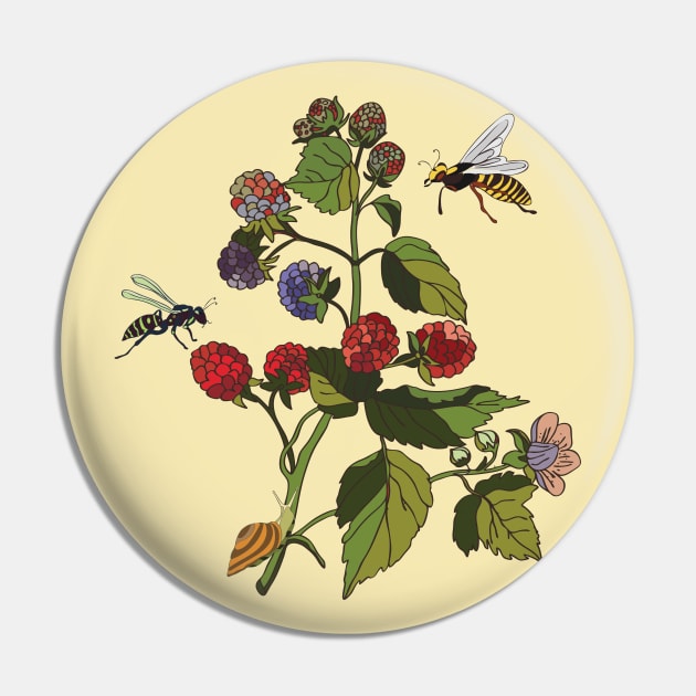 Botanical illustration a plant with berries and a wasp Pin by EEVLADA