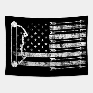 American Flag Deer Hunting Compound Bow and Arrows Tapestry