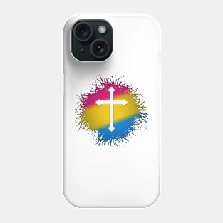 Paint Splatter Pansexual Pride Christian Cross Symbol Phone Case