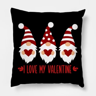 I Love My Valentine with Gnomes for Valentine's Day Couples Pillow