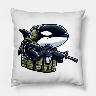 Tactical Orca Majesty Tee: Where Strength Meets Oceanic Elegance Pillow