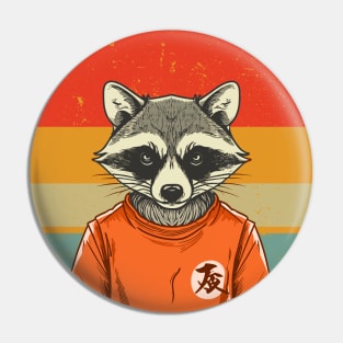 vintage raccoon retro sunset raccoon lover Pin