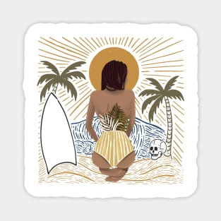 Woman With Plants on the Summer Beach Magnet