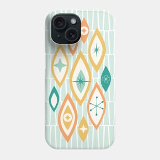 Atomic Age MCM Abstract Shapes and Stars in Teal, Aqua, Orange, Yellow Phone Case